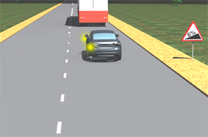 Ar leidžiama lenkti stačiose įkalnėse, kur blogai matomas kelias?