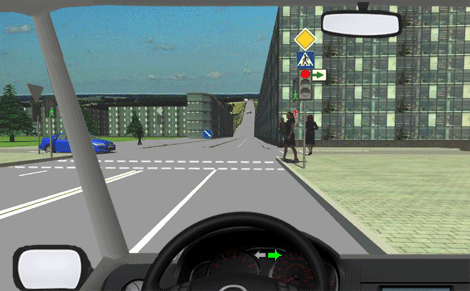 Ar leidžiama jums pasukti į dešinę parodytoje situacijoje?