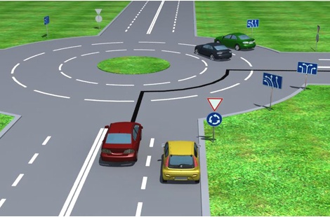 Ar leidžiama raudonam automobiliui važiuoti nurodyta trajektorija?