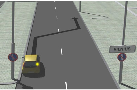 Kokiu laikotarpiu turi būti perstatomas automobilis iš vienos kelio pusės į kitą?