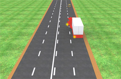 Transporto priemonė dėl savo gabaritų ar kitų priežasčių negali pasukti (apsisukti) iš kraštinės padėties